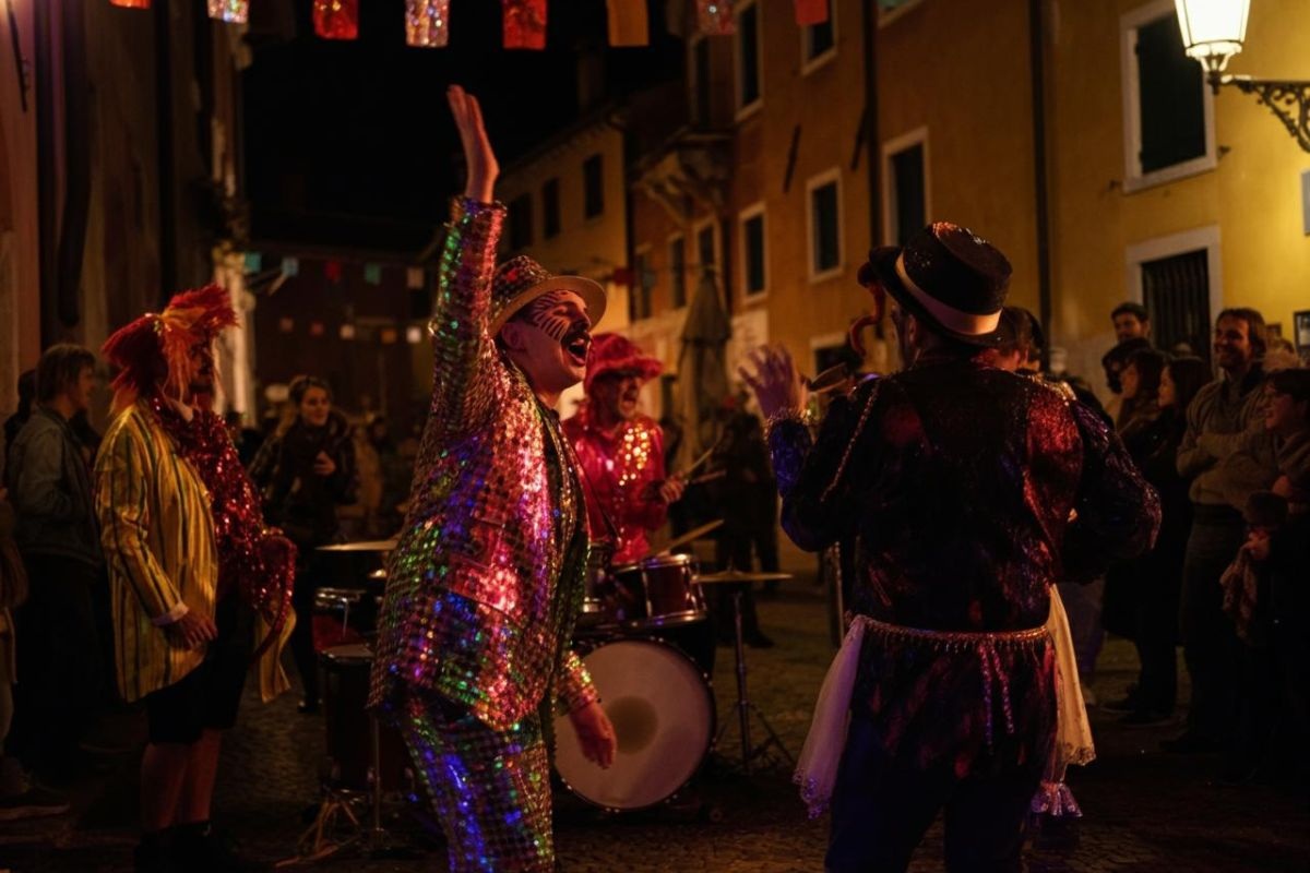 Artisti di strada si esibiscono per le strade del quartiere di Voltabarozzo a Padova
